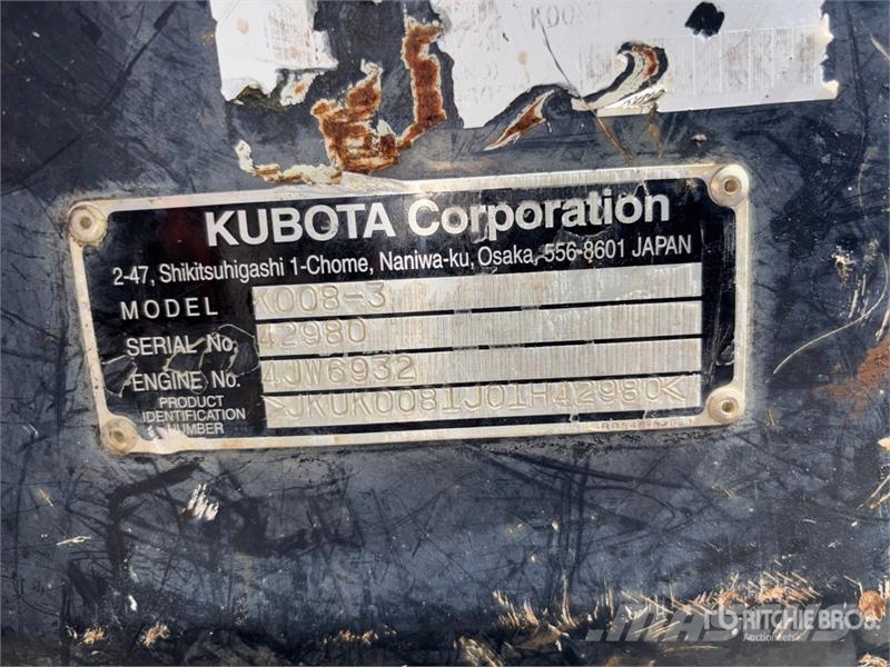 Kubota K008T4 Mini Excavator Minigravemaskiner