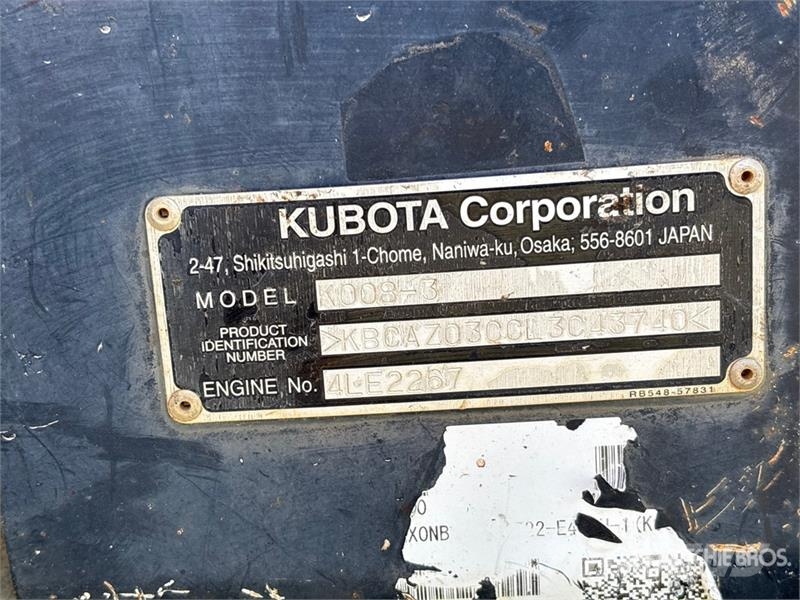 Kubota K008T4 Mini Excavator حفارات صغيرة أقل من 7 طن (حفارات صغيرة)
