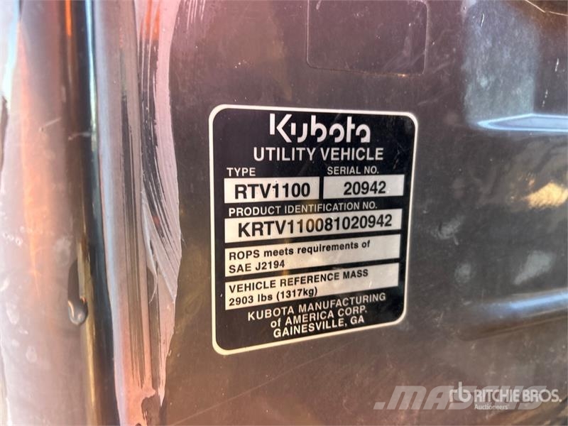 Kubota RTV1100 Pomožni stroji