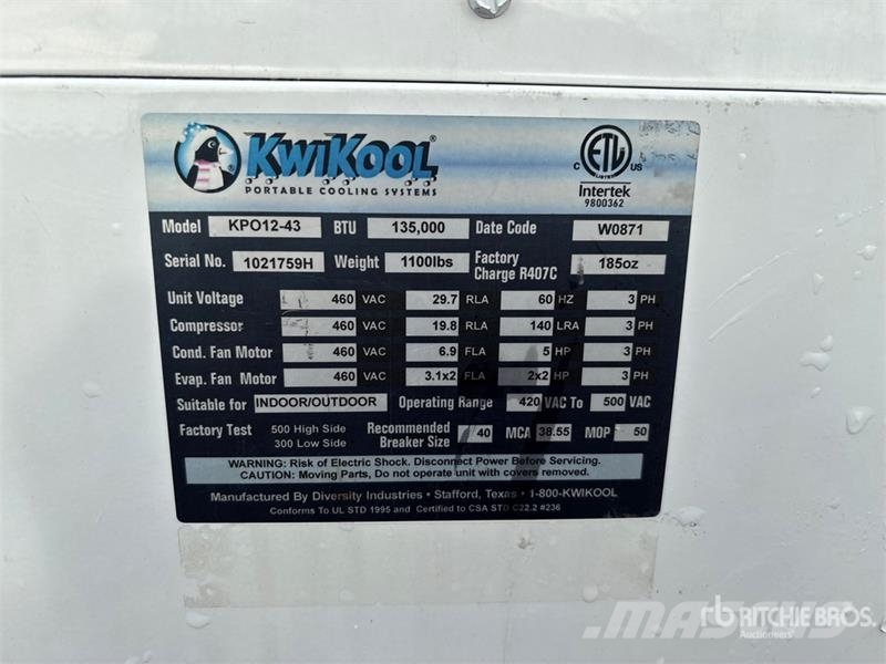 KwiKool KPO12-43 12 ton Air Conditioner Opvarmnings- og optøningsmaskiner