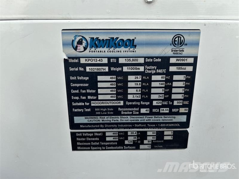KwiKool KPO12-43 12 ton Air Conditioner Opvarmnings- og optøningsmaskiner