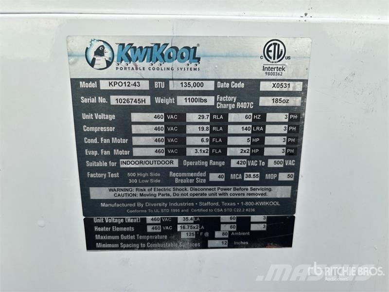 KwiKool KPO12-43 12 ton Air Conditioner Opvarmnings- og optøningsmaskiner