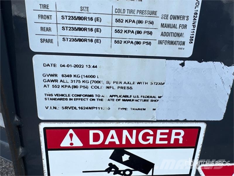 Lamar 16 ft T/A Dump Utility Trailer Remorque benne