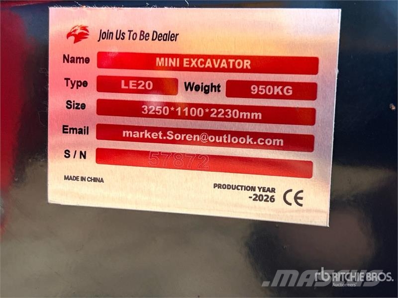  LE20 Mini Excavator (Unused) Minigravemaskiner