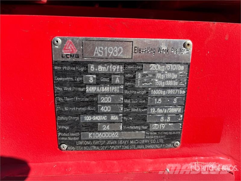 LGMG AS1932 Electric Scissor Lift Platforme foarfeca