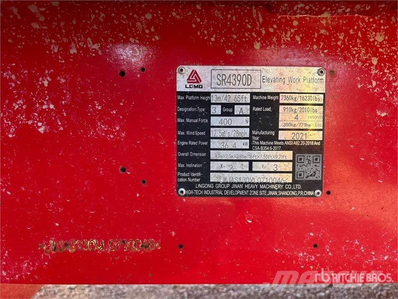 LGMG SR4390D 4x4 Diesel Scissor Lift Platforme foarfeca