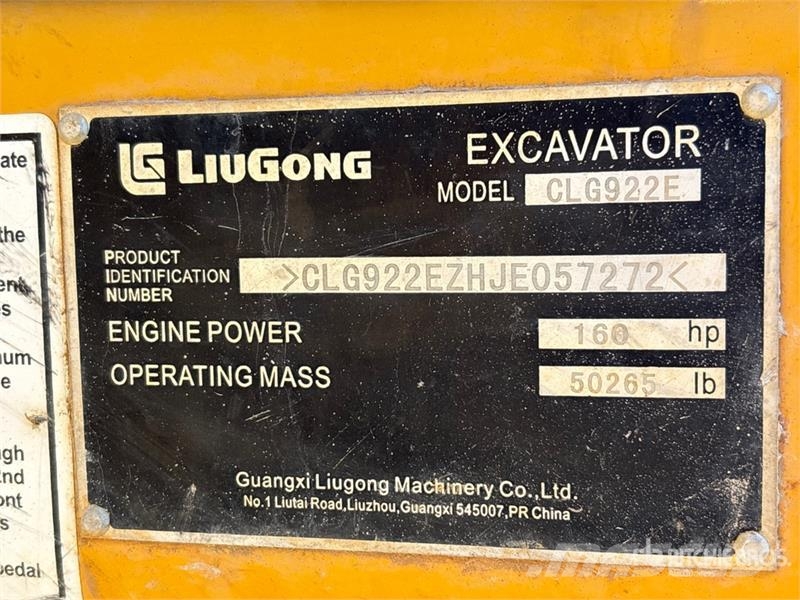 LiuGong 922E Tracked Excavator Bandgrävare