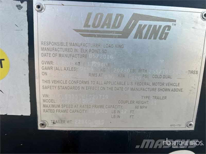 Load King 503/554SSSF 110000 lb Tri/A Removable Gooseneck Lo Zemie treileri