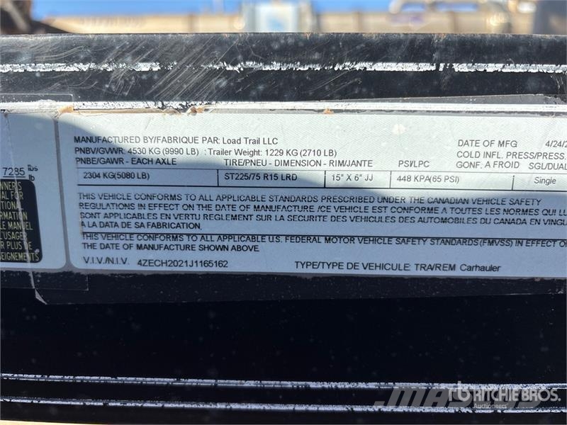 Load Trail 20 ft T/A Equipment Trailer Biltransporter henger