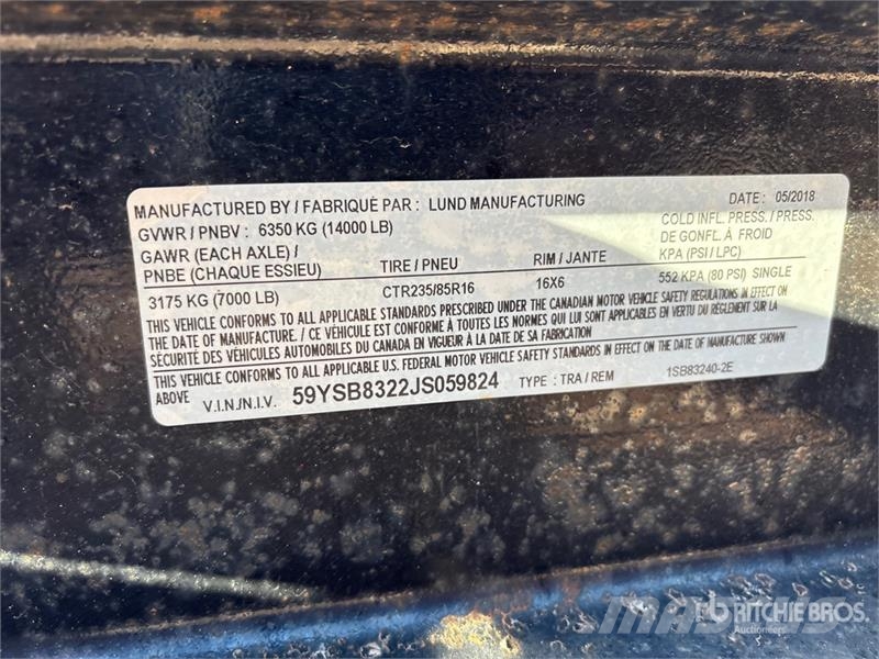 Lund Manufacturing ISB83240-2E 20 ft T/A Equipment Трейлери колесного транспортного засобу
