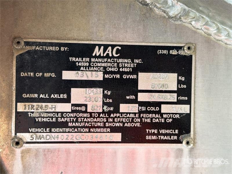 MAC 40 ft T/A Aluminum Quarter Frame End Dump Trailer Kiper prikolice