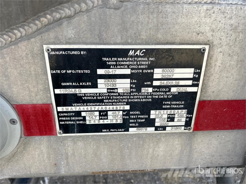 MAC TN1650APB 1650 cft Pneumatic Bulk Trailer 其他拖車