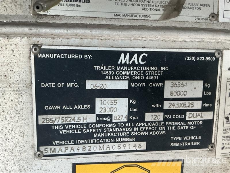 MAC TNAR48AA 48 ft T/A Flatbed Trailer フラットベッド/ドロップサイドトレーラー