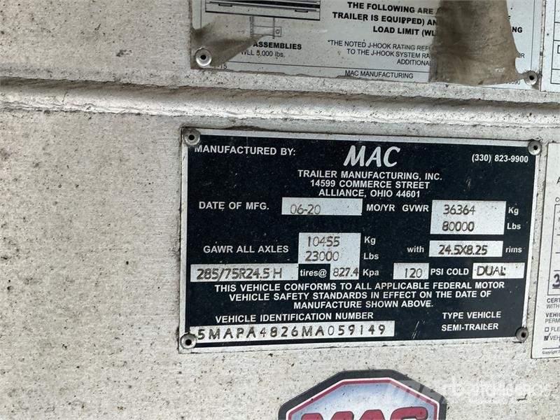 MAC TNAR48AA 48 ft T/A Flatbed Trailer Причепи-платформи/бокове розвантаження