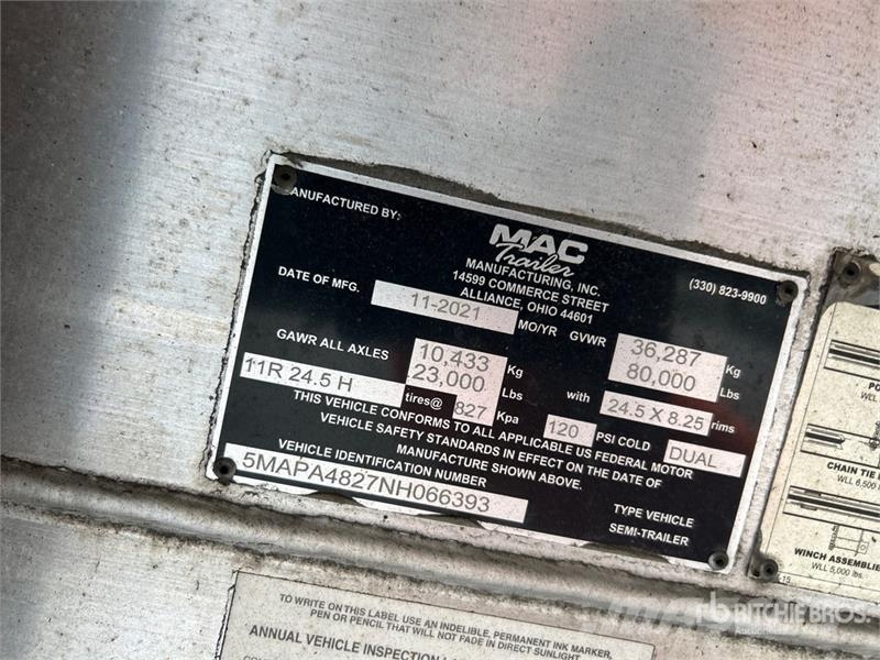 MAC TNAR48AA 48 ft T/A Flatbed Trailer Platformas/izkraušana no sāniem