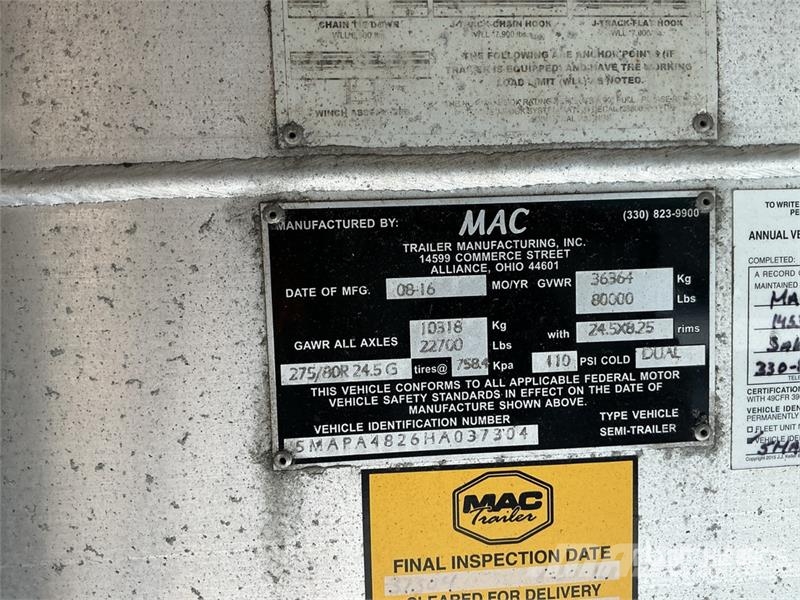 MAC TNAR48AA Curtain Side Trailer Schuifzeilopbouw