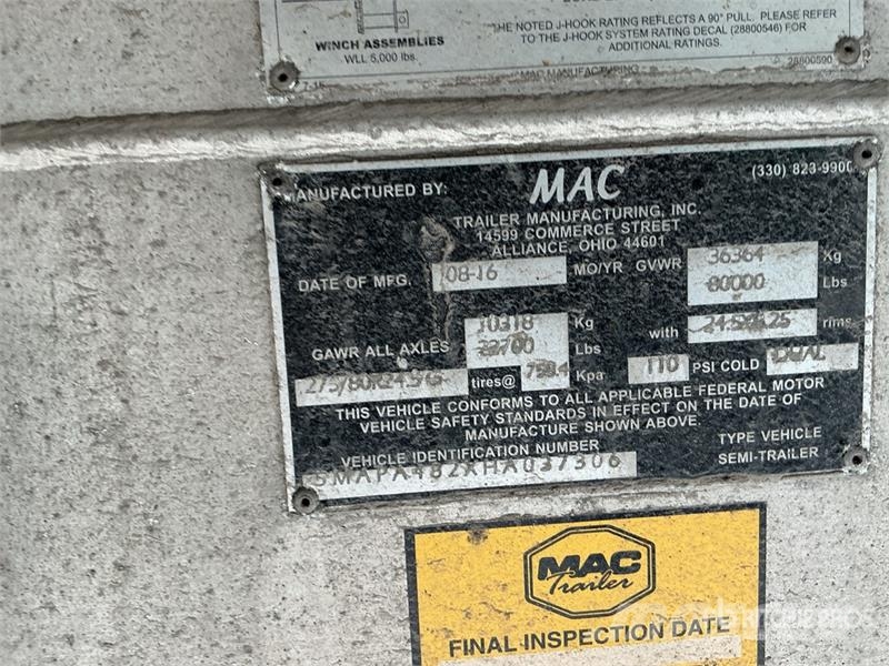 MAC TNAR48AA Curtain Side Trailer Schuifzeilopbouw