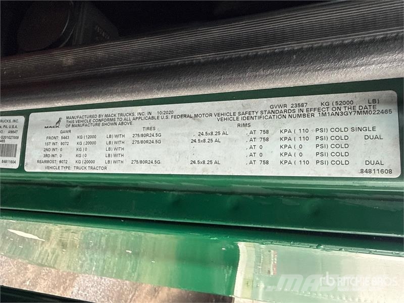 Mack Anthem AN64T 6x4 T/A Sleeper Truck Tractor وحدات الجر