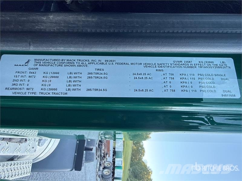 Mack Anthem AN64T 6x4 T/A Day Cab Truck Tractor وحدات الجر