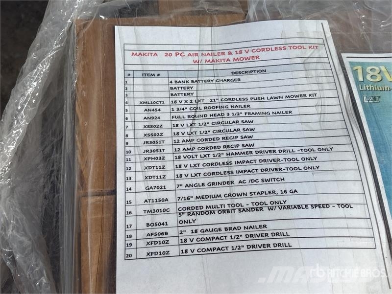 Makita 20 pc Air Nail Gun & 18 volt Cordless Tool Set 기타 부품