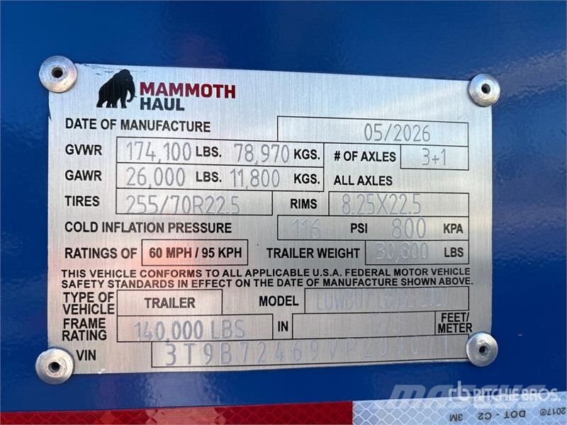  Mammoth 140000 lb Tri/A Removable Gooseneck Lowboy Plataformas bajas