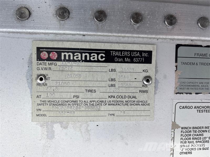 Manac 48 ft T/A Spread Axle Flatbed Trailer Flatbed/Dropside trailers