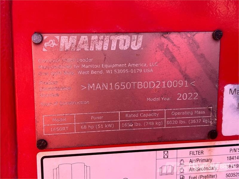 Manitou 1650RT Compact Track Loader Skid steer mini nakladalci