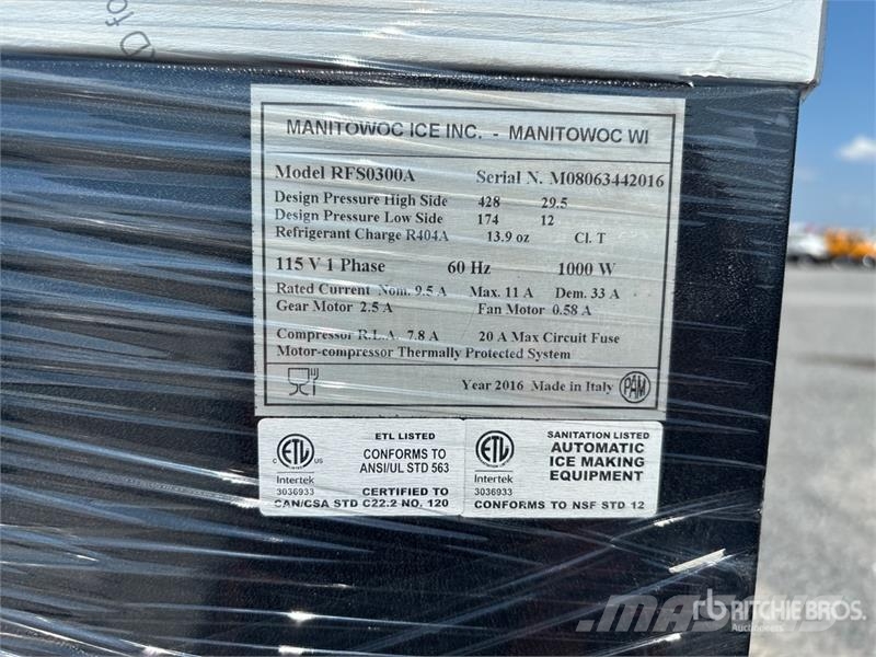 Manitowoc RFS0300A Ice Machine Būvniecība- Citi