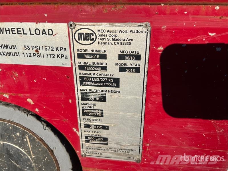 MEC Micro 19 Electric Scissor Lift Scissor lifts