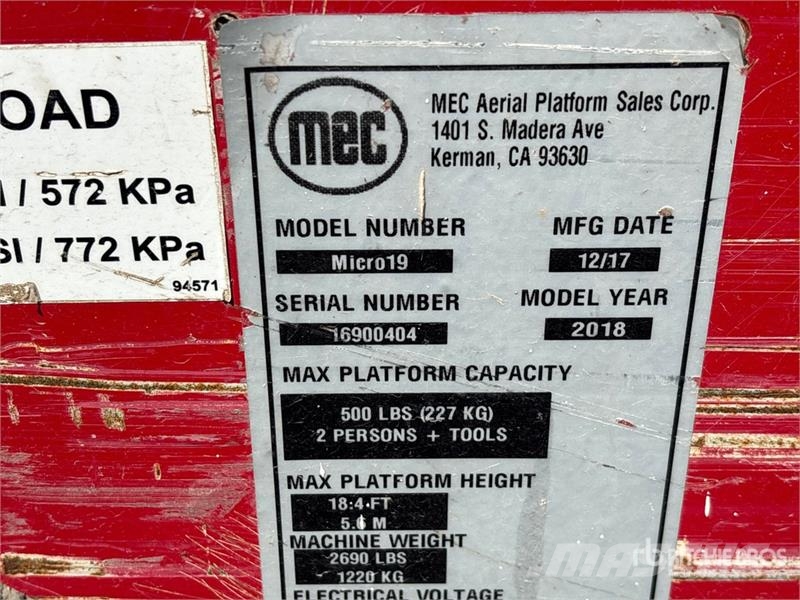 MEC Micro19 Electric Scissor Lift Ollós emelők