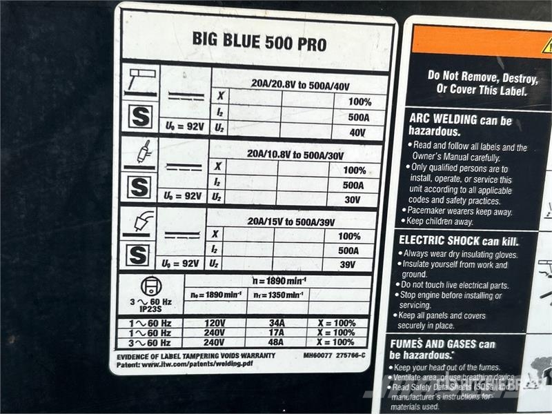 Miller Big Blue 500 Pro 500 A Mobile Multi-Process Engine Svetsmaskiner