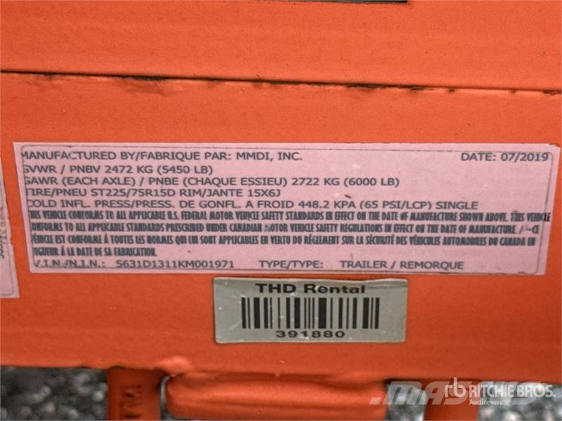 MMDI 8 ft S/A Dump Utility Trailer Bañera