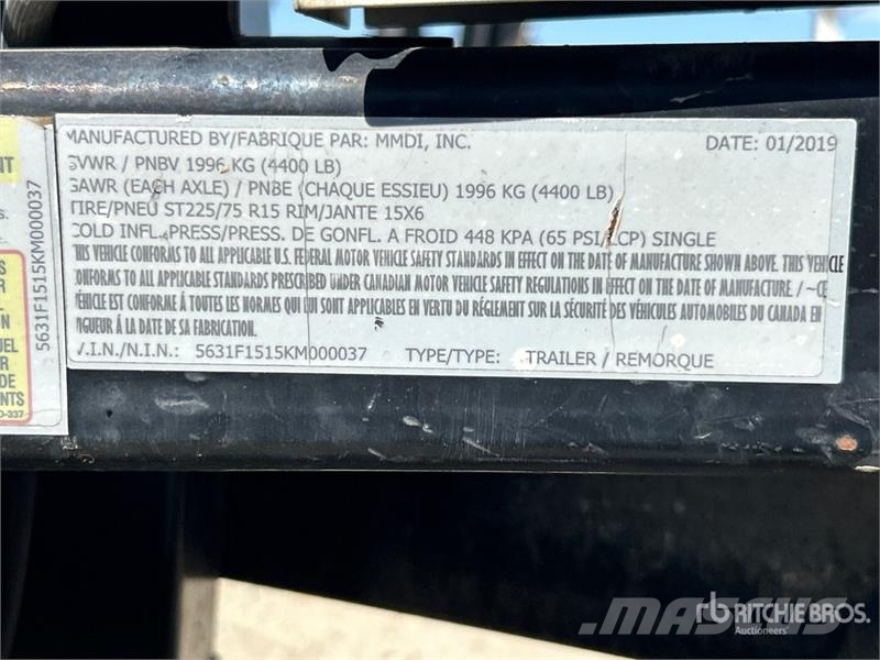 MMDI 8 ft S/A Equipment Trailer Auto pārvadāšanas treileri