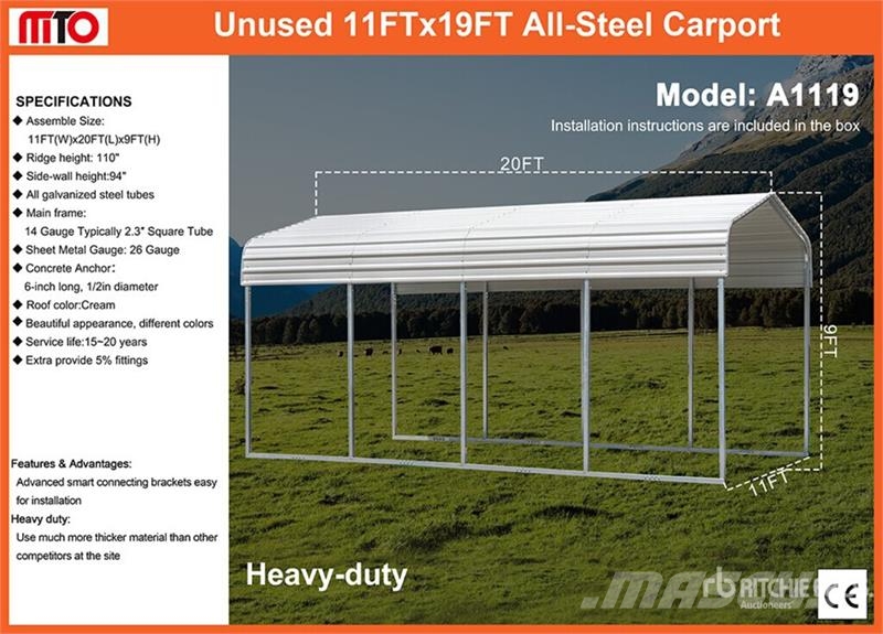 MTO A1119 11 ft x 19 ft Steel (Unused) Čelični okviri za građevine