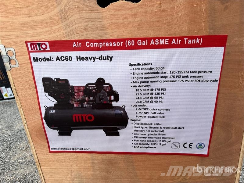 MTO AC60 26.8 cfm Skid-Mounted 60 gal Air Compress Kompresorji