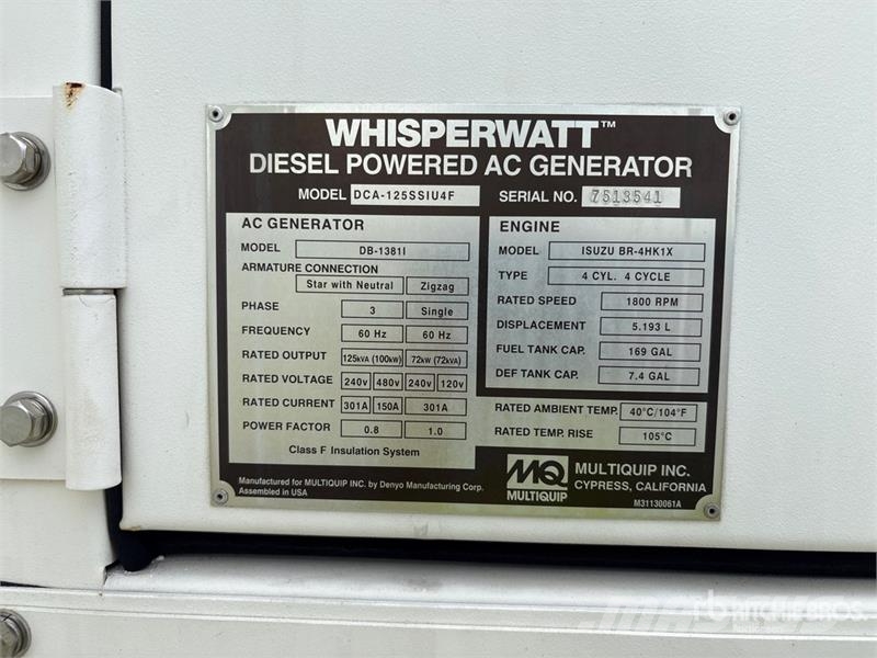 MultiQuip DCA-125SSIU4F 100 kW Mobile Generator Set (Inopera Dizelski agregati