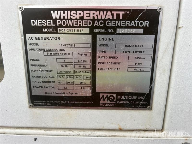 MultiQuip DCA-25SSIU4F 20 kW Mobile Generator Set Dīzeļģeneratori