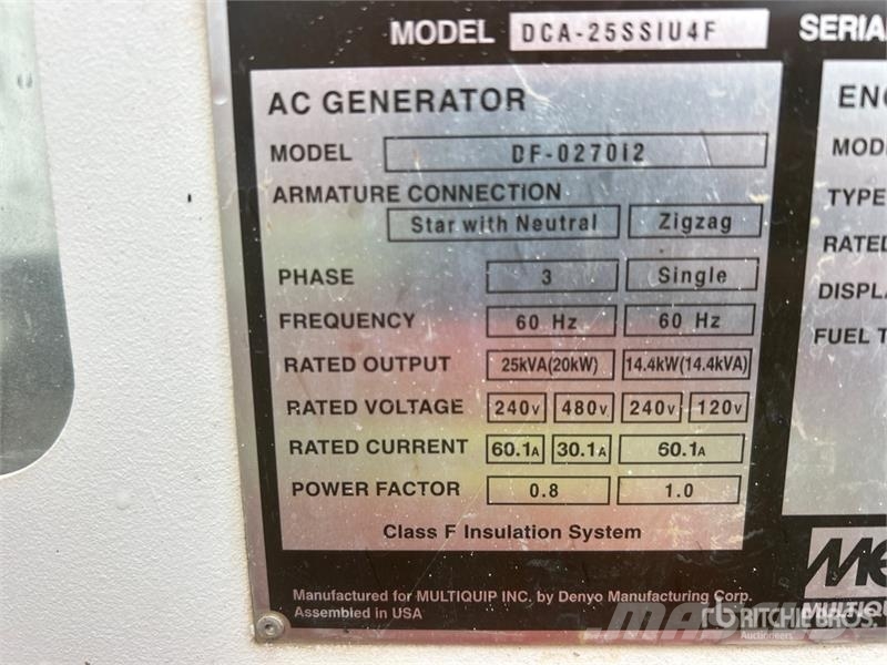 MultiQuip DCA-25SSIU4F 20 kW Mobile Generator Set Dīzeļģeneratori