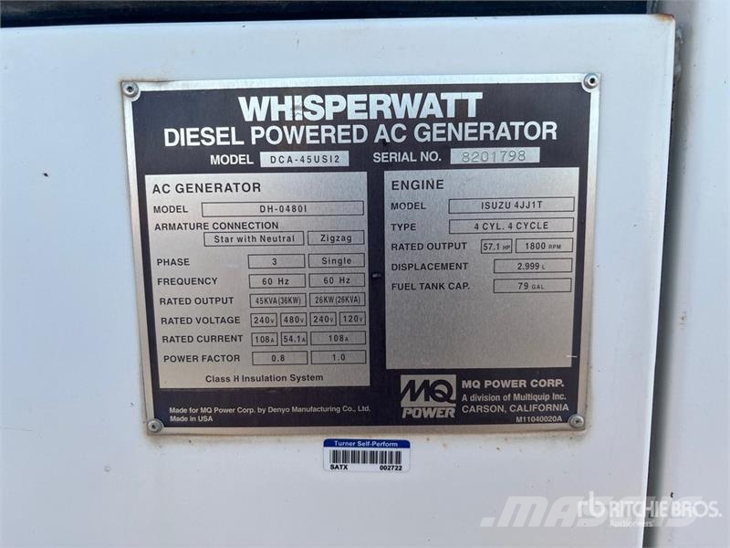 MultiQuip DCA-45 36 kW Mobile Generator Set Дизелови генератори