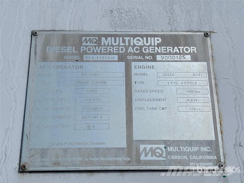 MultiQuip DCA250SSIU 250 kVA Mobile Generator Set Générateurs diesel