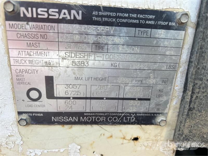 Nissan CUGJ02F35PV 6725 lb Cushion Tire Forklift Kahveltõstukid - muud