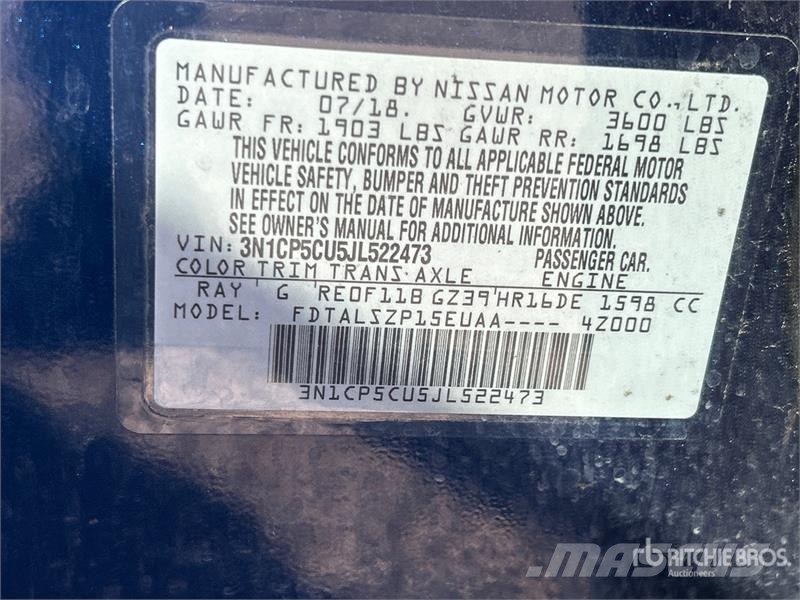 Nissan Kicks SV 2WD SUV (Inoperable) Автомобілі