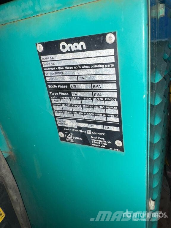 Onan 20 kW Mobile Generator Set (Inoperable) Diesel generatoren