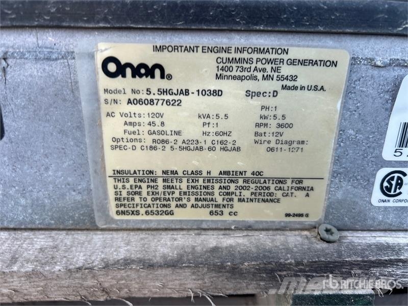 Onan 5.5HGJAB-1038D 5.5 kW Skid-Mounted . Generator Set مولدات ديزل