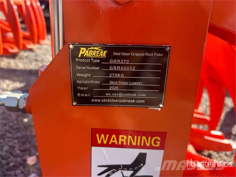  PABREAK GRR270 62 in Grapple Skid Steer Root Rake  Rakes and tedders
