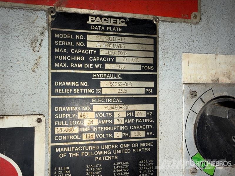 Pacific J110-12 110 Ton Press Brake Gradbeništvo - drugo
