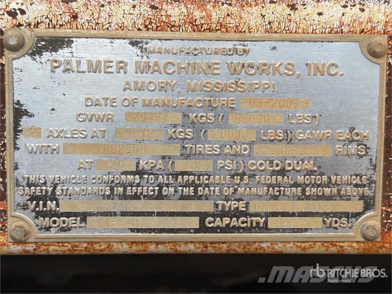 Palmer TA-24H T/A End Dump Trailer Самоскиди