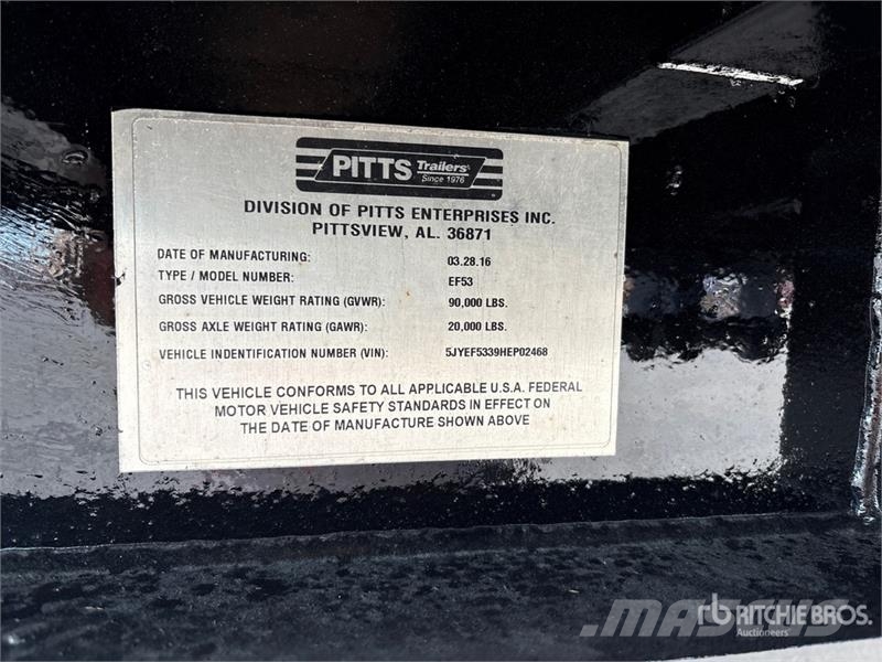 Pitts EF53 Tri/A 53 ft - 90 ft Extendable Flatbed Traile Pick up/Prelata