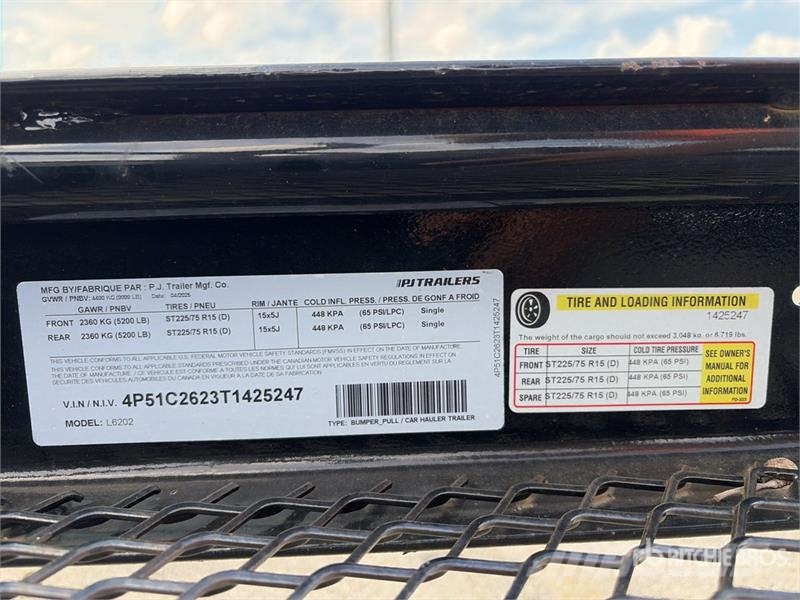 PJ Trailers Trailers L6202 20 ft T/A Flatbed Trailer Lavaperävaunut