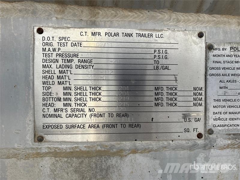 Polar 8400 gal T/A Tanker Trailer 탱커 트레일러